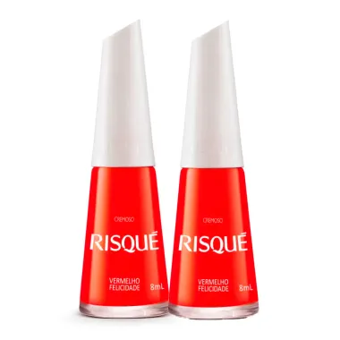 Kit 2 Kit Esmalte Risqué Cremoso Vermelho Felicidade 8ml