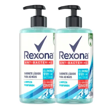Kit 2 Sabonete Líquido para Mãos Rexona Limpeza Profunda Frasco 500ml