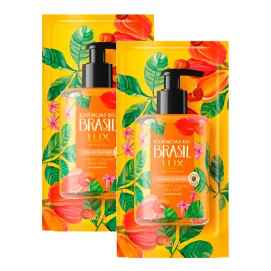 Sabonete Líquido para Mãos Lux Essências do Brasil Flor Cajueiro Refil 240ml |  Kit com duas unidades