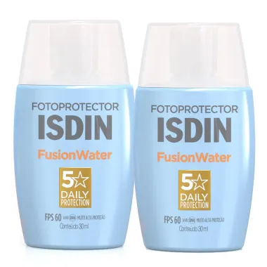 Kit 2 Protetor Solar Facial Isdin Fusion Water Oil Control FPS 60 com 30ml