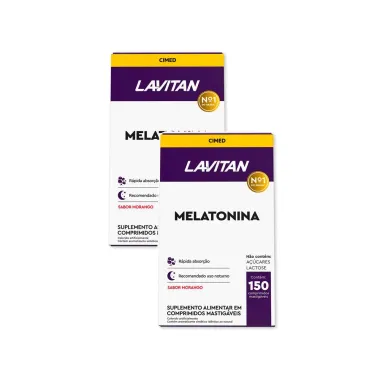 Kit 2 Lavitan Melatonina Sabor Morango com 150 Comprimidos Mastig&aacute;veis