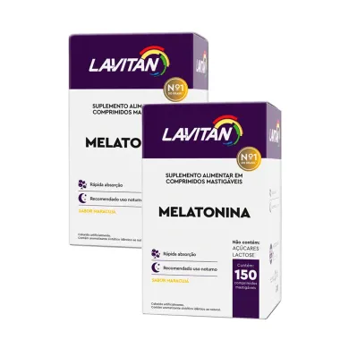 Kit 2 Lavitan Melatonina Sabor Maracujá com 150 Comprimidos Mastigáveis