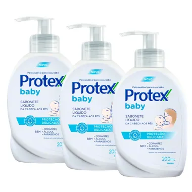 Kit 3 Sabonete Líquido Protex Baby Proteção Delicada 200ml