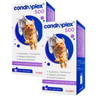 Kit 2 Condroplex 500 para Cães e Gatos 60 Cápsulas