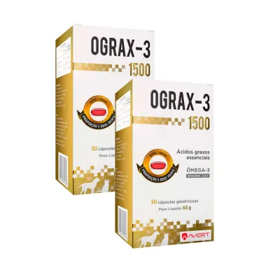 Kit 2 Ograx-3 1500 para Cães e Gatos Uso Veterinário 30 Cápsulas Gelatinosas