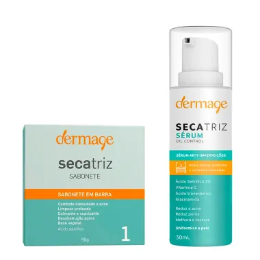 Kit Sabonete em Barra Secatriz Dermage 90g e S&eacute;rum Secatriz Oil Control Dermage Anti-imperfei&ccedil;&otilde;es 30ml