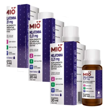 Kit 3 Melatonina Mió Sem Sabor Gotas com 20ml