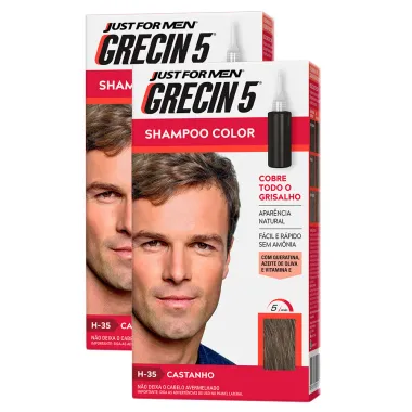 Grecin 5 Shampoo Color Tonalizante Castanho 60ml | Kit com duas unidades