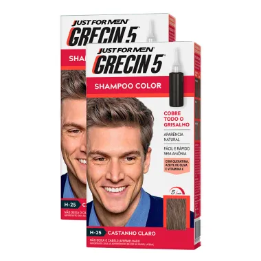 Grecin 5 Shampoo Color Tonalizante Castanho Claro 60ml | Kit com duas unidades