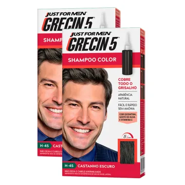 Grecin 5 Shampoo Color Tonalizante Castanho Escuro 60ml | Kit com duas unidades