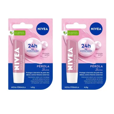 Kit 2 Hidratante Labial Nivea Pérola Shine 4,8g