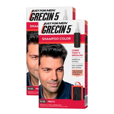 Grecin 5 Shampoo Color Tonalizante Preto 60ml | Kit com duas unidades