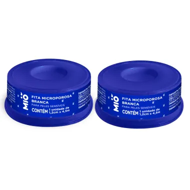 Kit 2 Fita Cirúrgica Microporosa Mió Extra Flexível Branca 1,2cm X 4,5m 1 Unidade