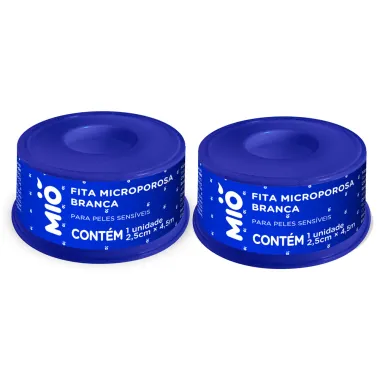 Kit 2 Fita Cirúrgica Microporosa Mió Extra Flexível Branca 2,5cm X 4,5m 1 Unidade