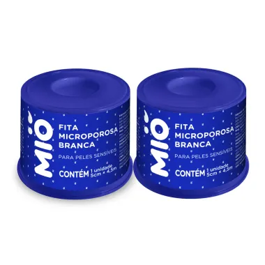 Kit 2 Fita Cirúrgica Microporosa Mió Extra Flexível Branca 5cm X 4,5m 1 Unidade