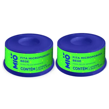 Kit 2 Fita Cirúrgica Microporosa Mió Extra Flexível Bege 2,5cm X 4,5m 1 Unidade