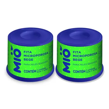 Kit 2 Fita Cirúrgica Microporosa Mió Extra Flexível Bege 5cm X 4,5m 1 Unidade
