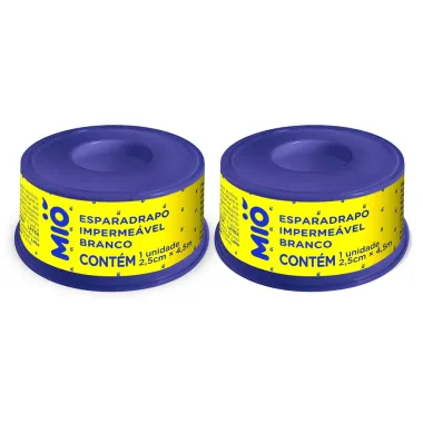 Kit 2 Esparadrapo Impermeável Mió Extra Flexível Branco 2,5cm X 4,5m 1 Unidade