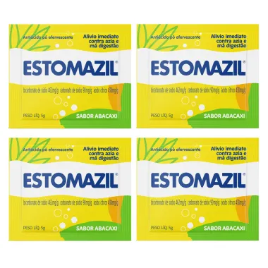 Kit 4 Estomazil Pó Efervescente Sabor Abacaxi Sachê 5g
