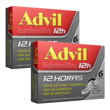 Kit 2 Advil 12H 600mg com 6 Comprimidos Revestidos de Libera&ccedil;&atilde;o Prolongada