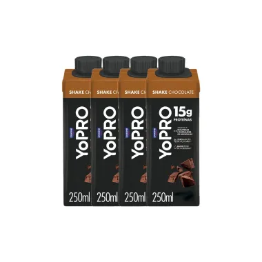 Kit 4 YoPRO Bebida L&aacute;ctea UHT Chocolate 15g de prote&iacute;nas 250ml