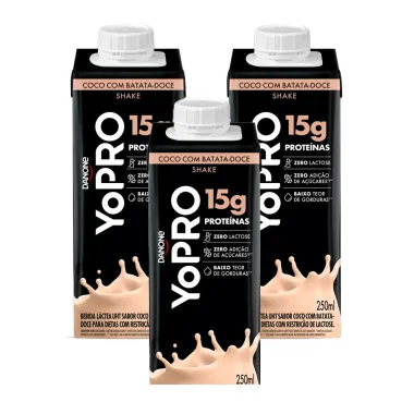 Kit 3 Bebida Láctea YoPro Protein Coco com Batata Doce 250ml