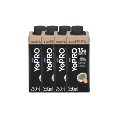 Kit 4 YoPRO Bebida L&aacute;ctea UHT Coco com Batata-Doce 15g de prote&iacute;nas 250ml