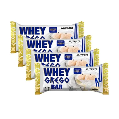 Kit 2 Barra de Proteína Whey Grego Bar Nutrata Sabor Beijinho com 11g de Proteína 40g