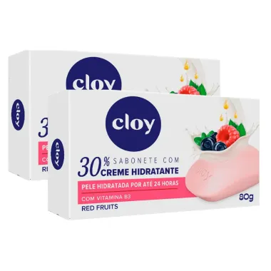 Kit 2 Sabonete em Barra Cloy Red Fruits Creme Hidratante 80g