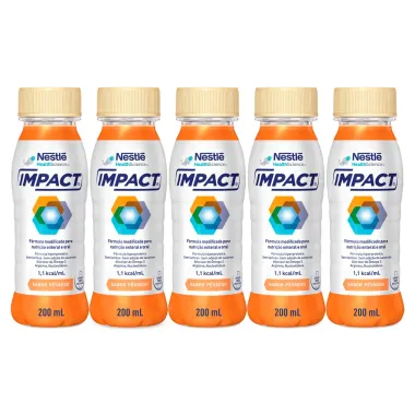 Kit 5 Impact Nutrição Enteral e Oral Pêssego 200ml