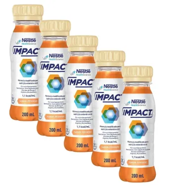 Kit 5 Impact Nutrição Enteral e Oral Pêssego 200ml