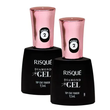 Kit 2 Top Coat Fixador Risqué Diamond Gel Cremoso 9,5ml