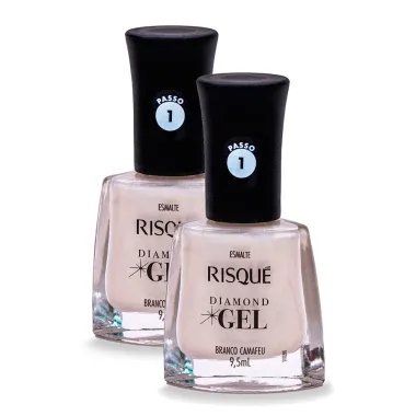 Esmalte Risqué Diamond Gel Cor Branco Camafeu 9,5ml | Kit com duas unidades