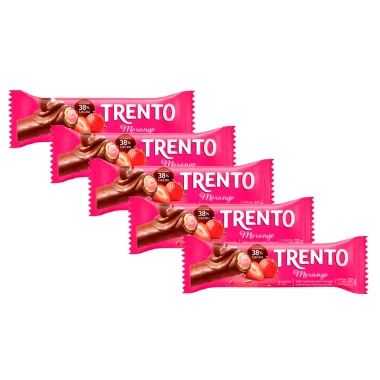 Kit 5 Chocolate Trento Morango 32g