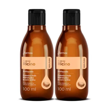 &Oacute;leo de R&iacute;cino Capilar Farmax 100% Puro 100ml | Kit com duas unidades