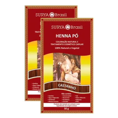 Henna Pó Surya Brasil Castanho | Kit com duas unidades