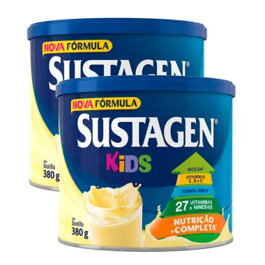 Complemento Alimentar Sustagen Kids Baunilha Lata 380g | Kit com duas unidades