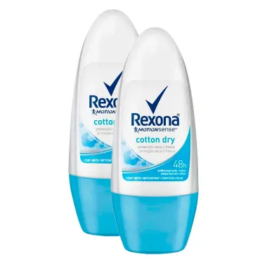 Desodorante Antitranspirante Rexona Cotton Dry Roll-on 50ml | Kit com duas unidades