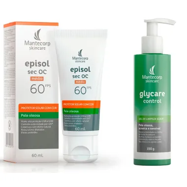 Kit Protetor Solar Episol Sec OC com Co Médio FPS 60 60ml e Glycare Contro