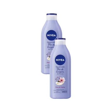Kit 2 Lo&ccedil;&atilde;o Hidratante Nivea &Oacute;leos Essenciais Flor de Cerejeira & &Oacute;leo de Jojoba 400ml