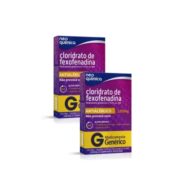 Kit 2 Fexofenadina 120mg Neo Qu&iacute;mica Gen&eacute;rico com 10 Comprimidos Revestidos