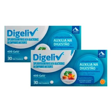 Kit 2 Digeliv 400FCC Sabor Laranja com 30 Comprimidos Mastigáveis