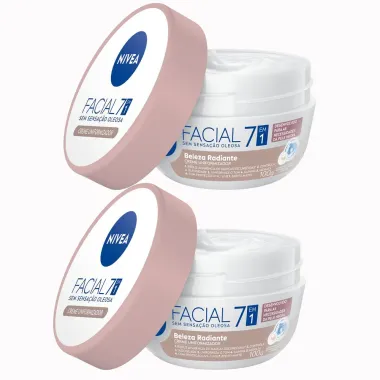 Kit 2 Nivea Hidratante Facial Beleza Radiante 7 em 1 100g