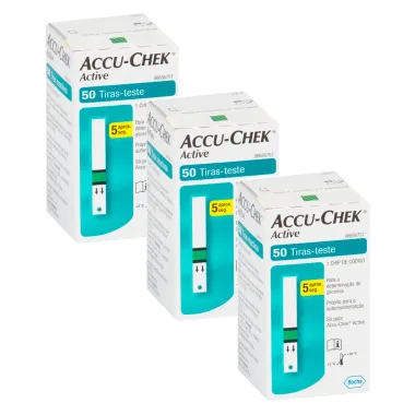 Kit 3 Accu-Chek Active Tira Teste 50 Unidades
