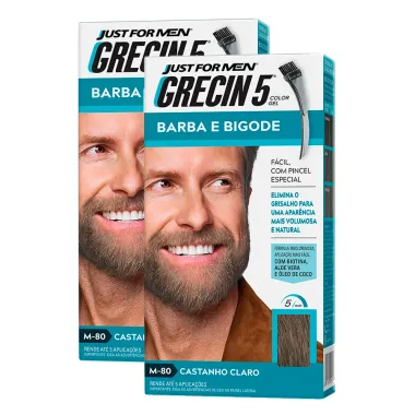 Grecin 5 Barba e Bigode Gel Tonalizante Castanho Claro | Kit com duas unidades