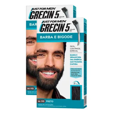 Kit 2 Grecin 5 Barba e Bigode Gel Tonalizante Preto