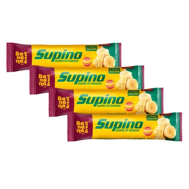 Kit 4X 27g Barra de Fruta Supino Banana com Chocolate Branco