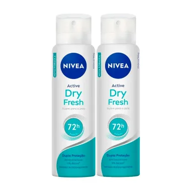 Kit Desodorante Nivea Active Dry Fresh Aerosol Feminino 48h 150ml