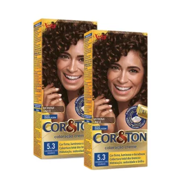 Kit 2 Coloração Niely Cor&Ton Castanho Claro Dourado 5.3