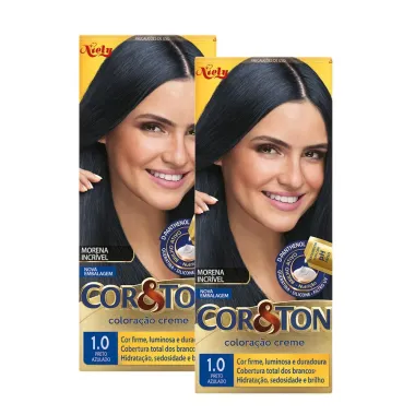 Kit 2 Coloração Niely Cor&Ton Preto Azulado 1.0